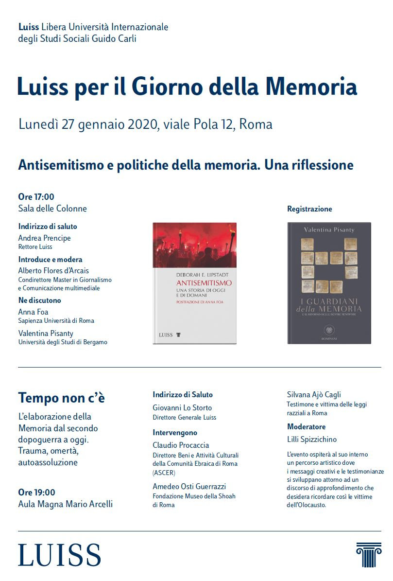  Presentazione del volume: "Antisemitismo. Una storia di oggi e di domani"